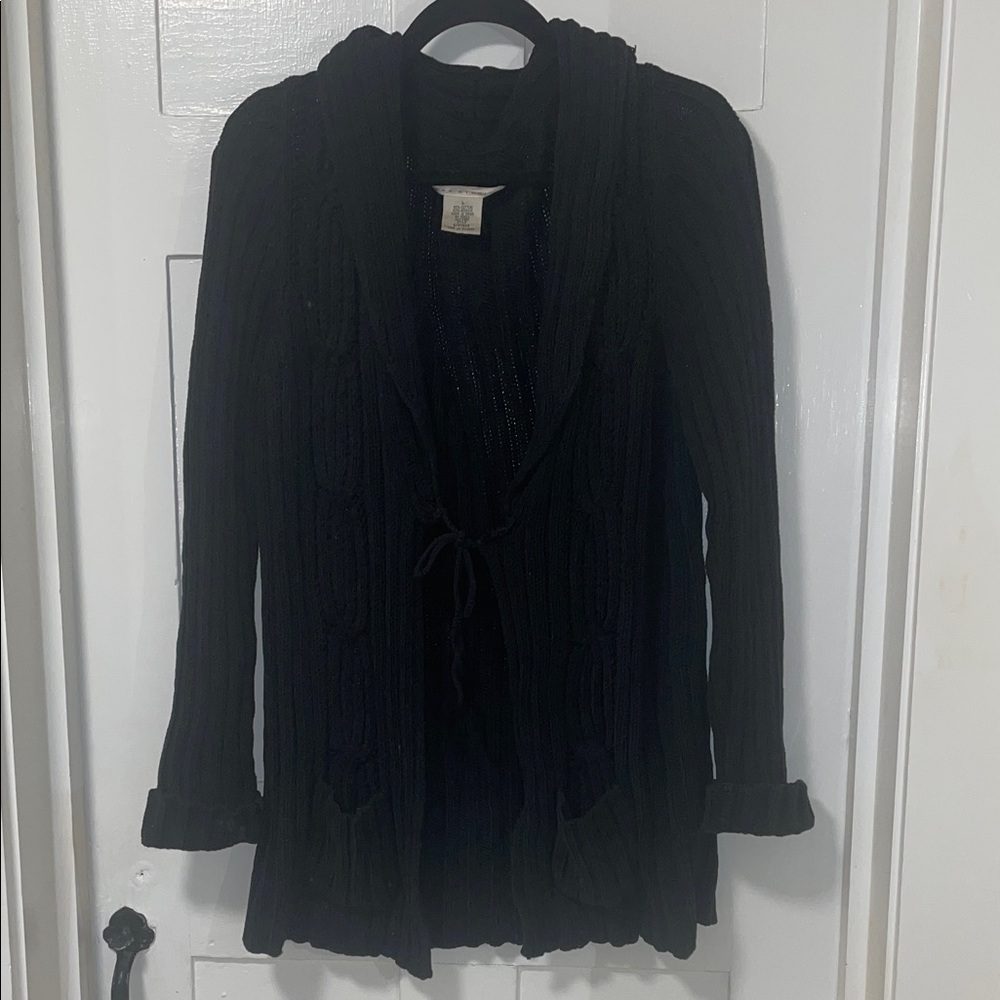 Max Studio Black Cable Knit Cardigan with Pockets